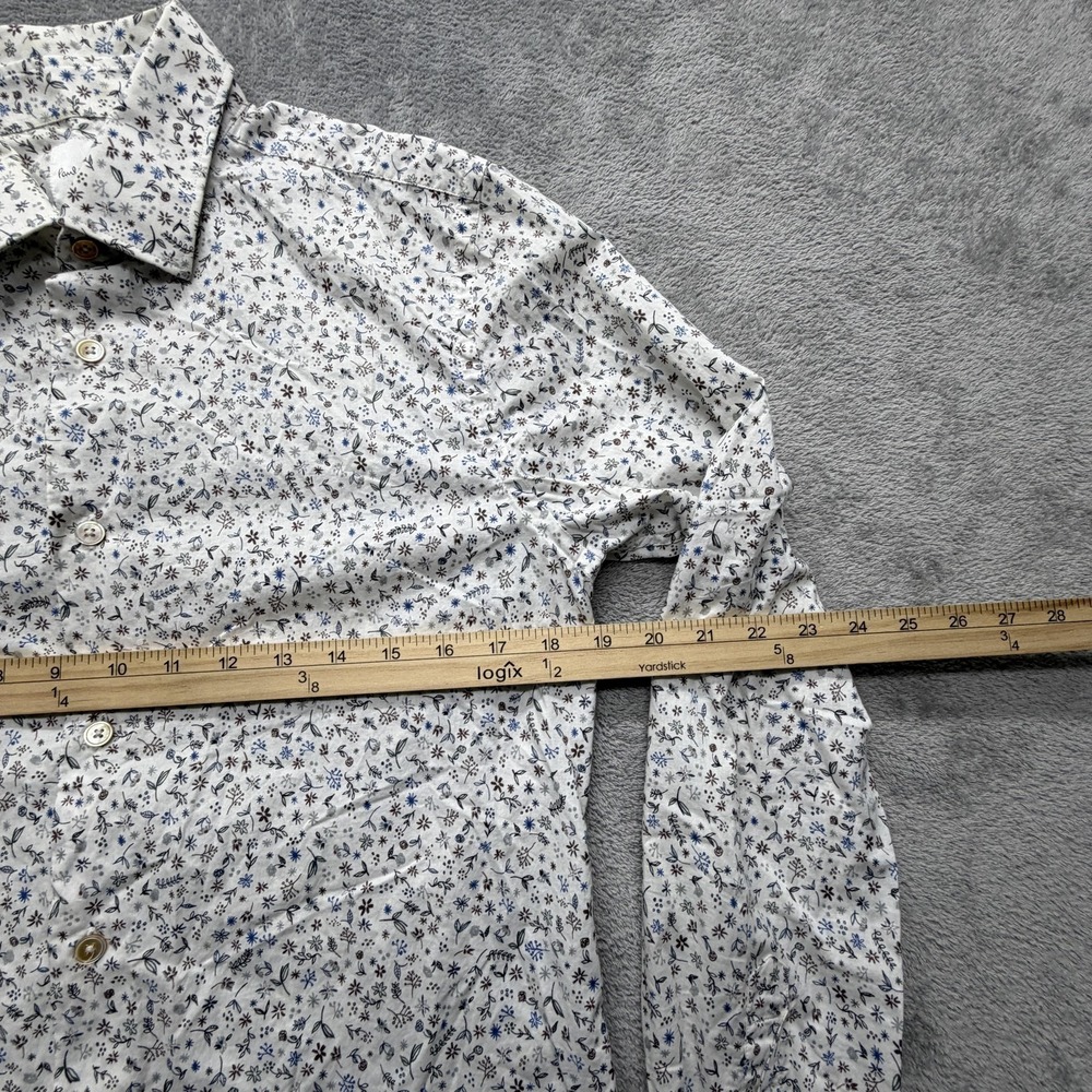Paul Smith Shirt Mens White Floral Button Up Long Sleeve Made In Italy Cotton - Picture 8 of 12